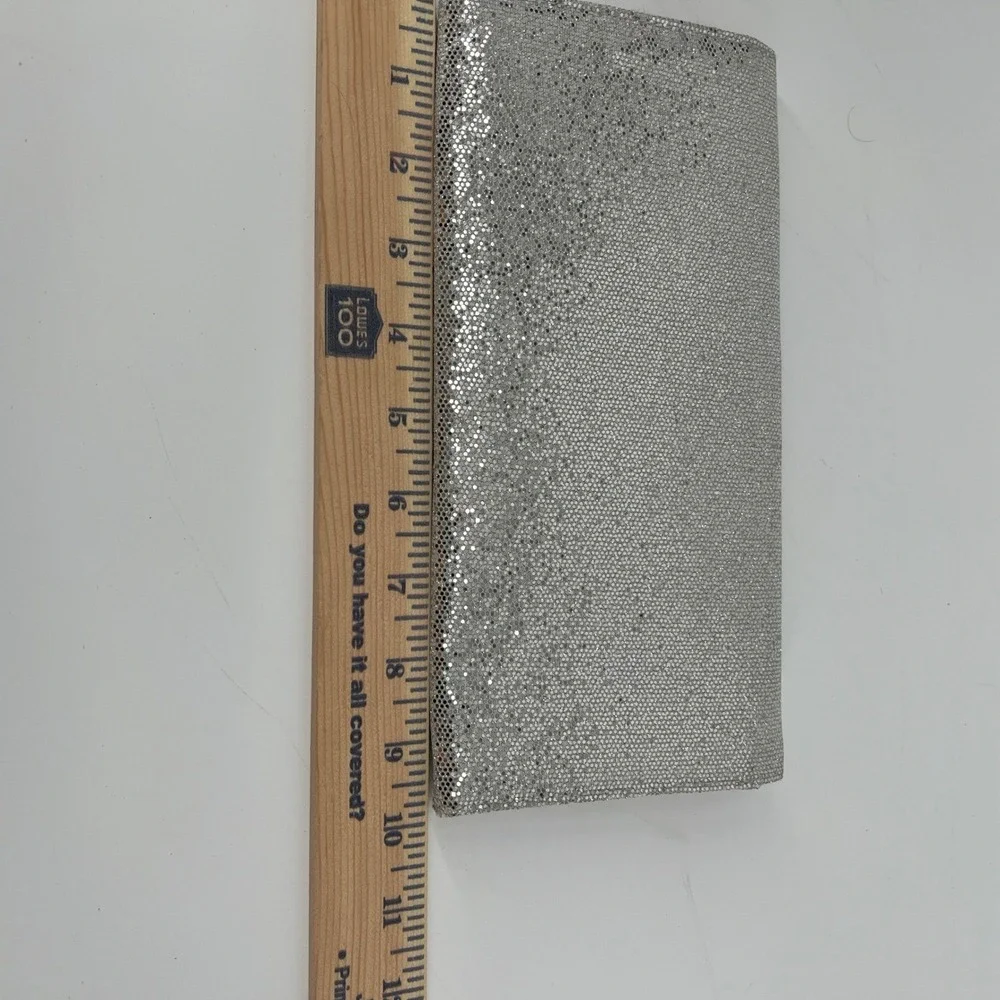 Victorias Secret Silver Glitter‎ Envelope Clutch Pink Lining Evening Bag